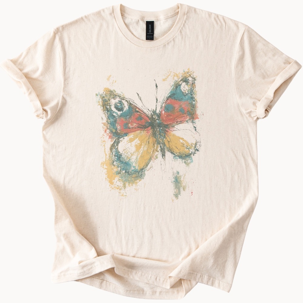 Abstract Butterfly Splatter Graphic Tee Mixed Media Art Design